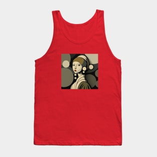 Illustration of Girl with a Pearl Earring by Johannes Vermeer Tank Top